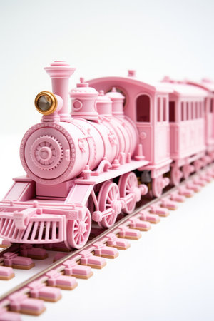 Pink Toy Train Set White Background. Pink Toy Train Set, Toys, Railways, Train Sets, Personalization, Decoration, Fun, Imagination.の素材