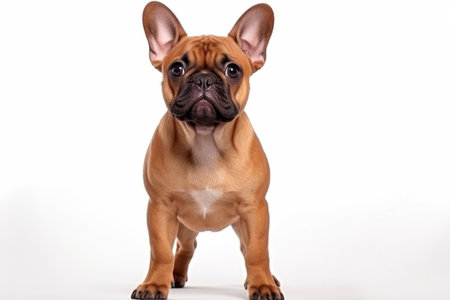 French Bulldog Dog Stands On A White Background.の素材