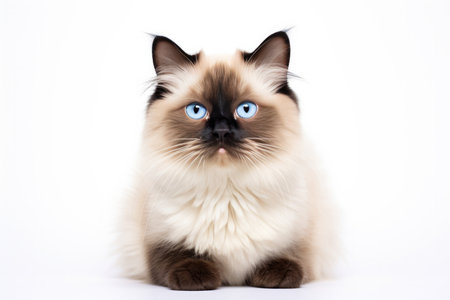 Himalayan Cat Upright On A White Background.の素材