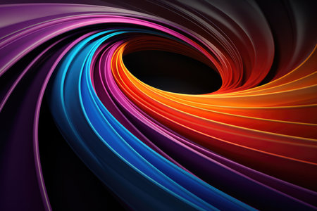 Abstract Circle In Multicolored Rainbow Colors On Black Background. .の素材