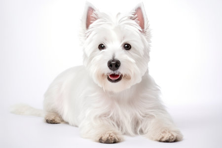 West Highland White Terrier Dog Sitting On A White Background.の素材