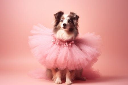 Border Collie Dog Dressed As A Fairy On Blush Color Background. Ð¡oncept, Fairyinspired Border Collie, Blushcolored Backgrounds, Dressing Up Dogs, Border Collie Breed.の素材