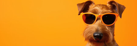 Portrait Irish Terrier Dog With Heart Shaped Sunglasses Orange Background Irish Terriers, Heart Shaped Sunglasses, Portrait Photography, Pet Dogs, Orange Background, Dog Breeds, Canine Accessories.の素材