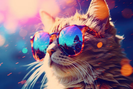 A Cat With Sunglasses Going To A Photo Shoot.の素材