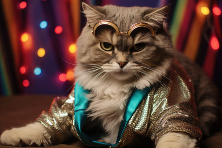 Pet Cat Rocking A Retro Disco Outfit Pet Cats, Retro Disco, Outfits, Accessories, Grooming, Adopting, Health, Diet.の素材