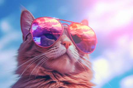 A Cat With Sunglasses Going To A Photo Shoot.の素材