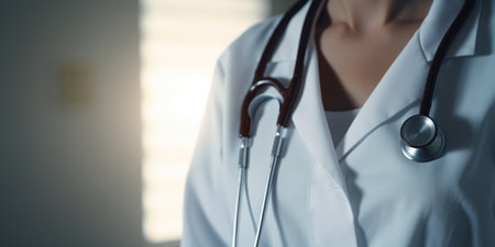 A Young Woman Physician With A Stethoscope.の素材