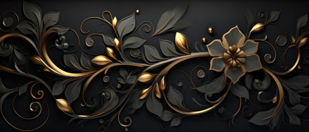 Floral Vine Pattern In Abstract Black Design. Ð¡oncept Floral Patterns, Vine Patterns, Abstract Designs, Black And White.の素材