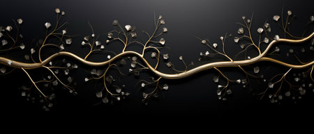 Floral Vine Pattern In Abstract Black Design.の素材