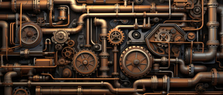 Industrialthemed Abstract Background In Three Dimensions. Concept 3D Industrial Abstract, Futuristic Manufacturing, Mechanical Composition, Industrial Design Elements.の素材