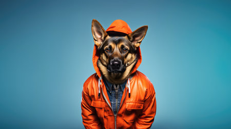 German Shepherd Dog Dressed As A Rapper. Ð¡oncept Nature's Beauty, Urban Landscapes, Serene Sunsets, Majestic Mountains.の素材