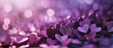 Purple And Lilac Hearts On A Background: Celebrating Special Occasions Like Mother's Day, Valentine's Day, Birthdays, And Christmas.の素材