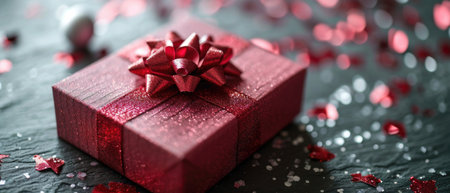 A Red Gift Box, Waiting To Reveal Its Contents.の素材