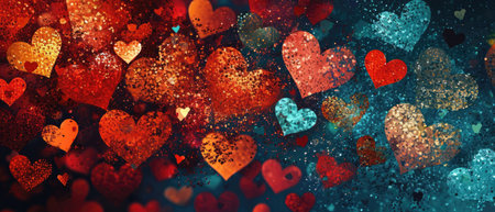 Digital Pixel Art Hearts Forming A Mosaicstyle Pattern.の素材