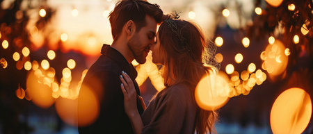 Cherish The Magic Of Romance On Valentines Day With This Couple A Couple Celebrating Love On Valentines Day.の素材