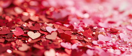 Heartshaped Confetti Joyful Celebration With Vibrant Red And Pink.の素材