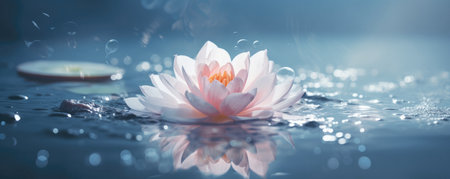 The Calmness And Beauty Of A Zen Flower Floating In Water.の素材