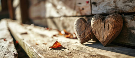 Rustic Barn Charm Wooden Textures With Heartshaped Decor Accents.の素材