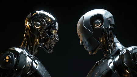 Two Robots Facing Each Other.の素材