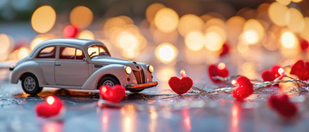 Valentines Day Celebration With Toy Car And Heart Shape Valentines Day Toy Car And Heart Shape Celebration.の素材