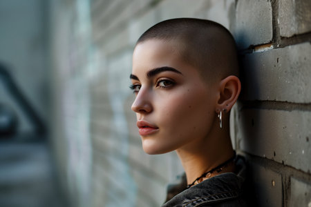 Stylish Female Rocking A Buzz Cut.の素材