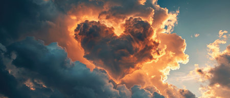 Whimsical Image Of A Cloud In The Shape Of A Heart.の素材