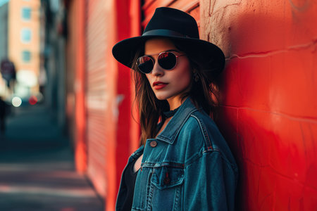 Urban Attitude Transcends In Vibrant Street Fashion Photo Shoot.の素材