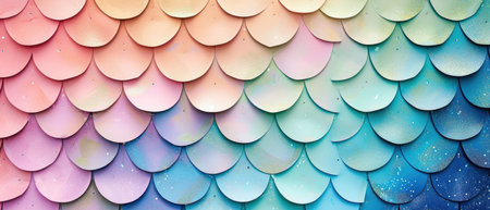 Vibrant Mermaidthemed Backdrop With A Rainbow Scales Pattern, Perfect For A Fun Girls Party. Ð¡oncept Mermaid-Themed Party, Vibrant Backdrop, Rainbow Scales, Girls Party, Fun Decor.の素材