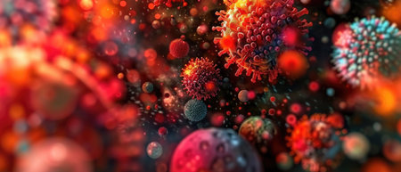 Mesmerizing Display Of Microorganisms: Viruses And Bacteria Cells As An Abstract Backdrop. Concept Adventure Photography, Nature Landscapes, Urban Portraits, Candid Moments, Travel Destinations.の素材