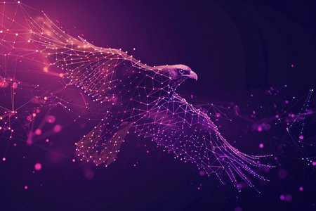 Abstract Eagle Dna Molecules On A Purple Background. Ð¡oncept Abstract Art, Eagle, Dna, Molecules, Purple Background.の素材