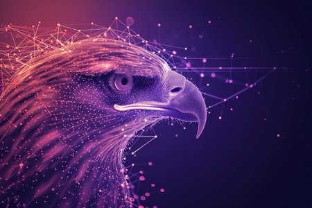 Dna Eagle Soaring Against A Purple Backdrop. Concept Space Exploration, Galaxy Discoveries, Aliens Among Us, Secrets Of The Universe.の素材