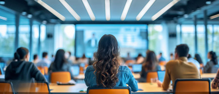 A Corporate Gathering In A Conference Room, Participants Blurred In The Background. Ð¡oncept Conference Room, Corporate Gathering, Blurred Background, Business Professionals.の素材