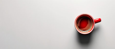 Minimalist Coffee Concept Red Cup On White Background, Perfect For Messaging. Ð¡oncept Cutting-Edge Fashion, Retro Vibes, Nature Exploration, Artistic Portraits, Food Photography.の素材