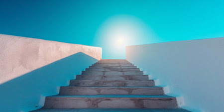 A Metaphoric Leap Towards The Heavens, Symbolizing Advancement And Prospective Expansion, Blank Area For Text Placement. Ð¡oncept Abstract Art, Futuristic Design, Minimalist Aesthetics.の素材