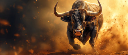 An Enraged Bull Actively Engages In Stock Market And Cryptocurrency Trading. Ð¡oncept Lively Market Bull, Trading Rage, Crypto Engagement, Bullish Investment, Market Fury.の素材