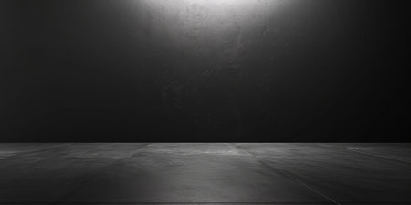 Empty Dark Room With Blank Wall And Copy Space, Perfect For Creativity, Copy Space. Ð¡oncept Minimalist Interior Design, Moody Aesthetic, Creative Workspace, Blank Canvas, Inspirational Atmosphere.の素材