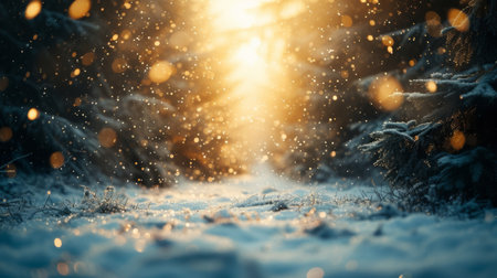 Cinematic Winter Scene With Falling Snowflakes And A Christmas Ambiance, Copy Space. Concept Pastel Sunset At The Beach, Natural Landscapes, Candid Moments, Urban Street Art.の素材