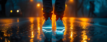 Shine in the dark with LED jacket smart tshirt and hightech sneakers. Concept LED Fashion, Glow-in-the-Dark Apparel, Smart T-Shirt, High-Tech Sneakersの素材