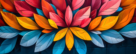 Urban wall becomes a canvas for vibrant street art, adding a touch of artistic flair. Concept Street Art, Urban Canvas, Wall Murals, Creative Expression, Colorful Graffitiの素材