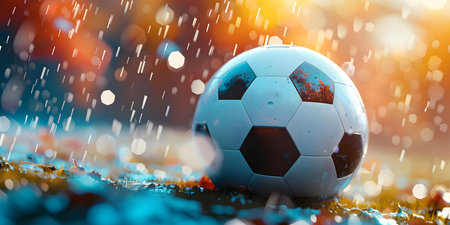 Vivid D image of a soccer ball created through computer graphics. Concept Computer Graphics, Soccer Ball, 3D Rendering, Vivid Designの素材