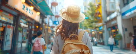 Navigating the Urban Landscape: Young Women Embark on City Adventure with Friends. Concept Friendship, Urban Exploration, Adventure, City Life, Young Womenの素材