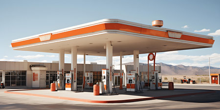 Petrol Pumps s Gas Stations and Roadside Americana. Concept Vintage Cars, Neon Signs, Retro Vibes, Classic Americanaの素材