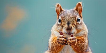 A cheerful squirrel gives a thumbsup against a simple backdrop. Concept Outdoor Photoshoot, Colorful Props, Playful Poses, Animal Photographyの素材