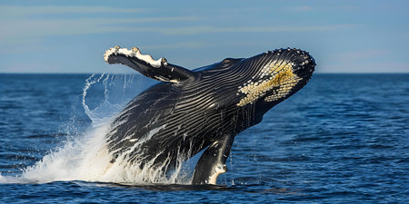 Climate change threatens North Atlantic right whales as it shifts prey distribution. Concept Marine Life, Conservation Efforts, Impact of Climate Changeの素材