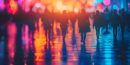 Unfocused silhouettes celebrate in the vibrant glow of a lively event. Concept Events, Silhouettes, Celebrations, Vibrant Glow, Livelyの素材
