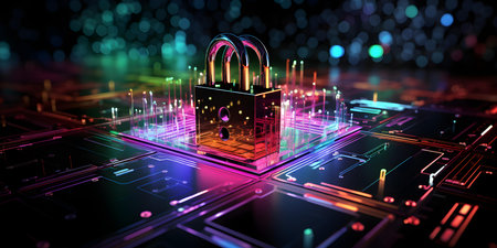 Safeguarding Cyber Networks and Addressing Privacy Concerns: A Conceptual Representation. Concept Cybersecurity, Data Protection, Privacy, Network Security, Information Technologyの素材