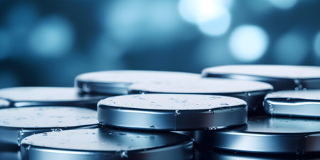 Closeup of lithium ion battery mineral components. Concept Lithium Mining, Battery Components, Mineral Extraction, Energy Storage, Sustainable Technologyの素材