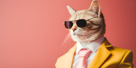 Cool cat donning shades and a dapper suit exudes feline sophistication. Concept Fashion, Cat, Sophistication, Dapper, Shadesの素材