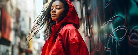 Energetic street fashion shoot captures the essence of urban culture. Concept Street Fashion, Energetic Poses, Urban Culture, Stylish Outfitsの素材