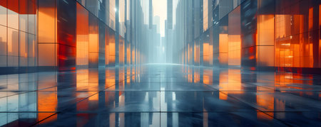 A futuristic urban setting with advanced technology and seamless connectivity. Concept Futuristic Technology, Urban Setting, Seamless Connectivityの素材